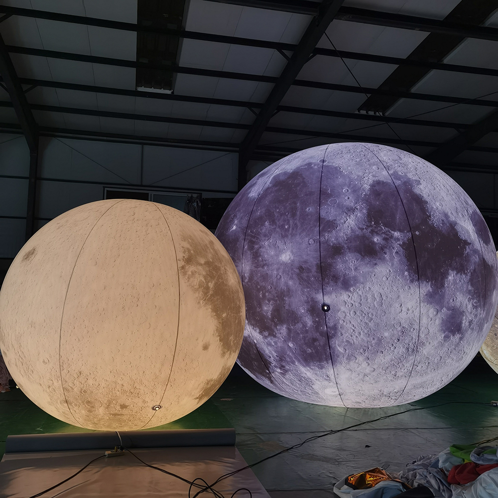 PVC airtight Inflatable Moon Ball With LED Lights Giant Planet Balloon For Event Party Show Stage Decor Advertising Hanging free ship No need to contact inflation