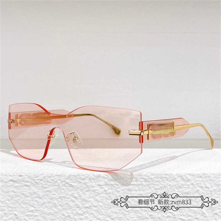 2023 Nuovi occhiali da sole firmati di lusso F Family Frameless Cat Eye Rete da donna Red Wind INS Stesso stile Occhiali da sole ultraleggeri Moda uomo FE40066