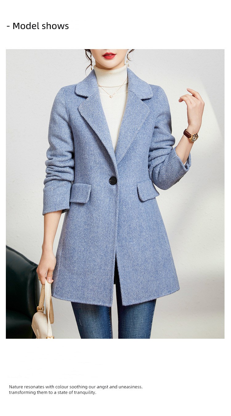 2023 Autumn/Winter New High end Mid length Double sided Cashmere Coat Women's Slim Fit Suit Collar Woolen Coat