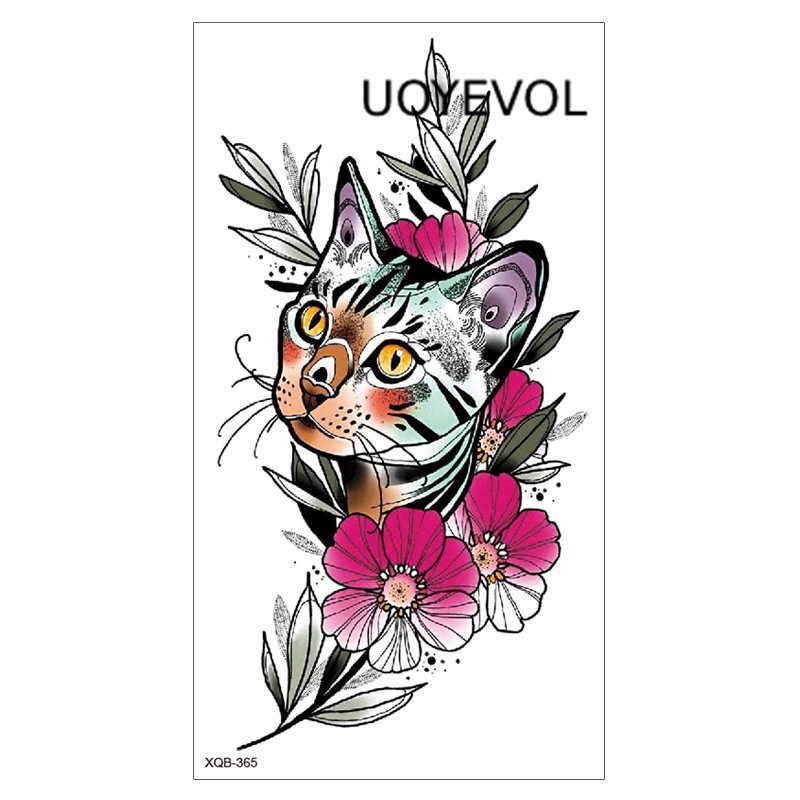 Tijdelijke tatoeages Tijdelijke tattoo -sticker Forest Lion Tiger Bear Owl Tattoos waterdichte vrouwen Leopard Wolf Crown Body Art Arm Fake Tatoo Men Z0403