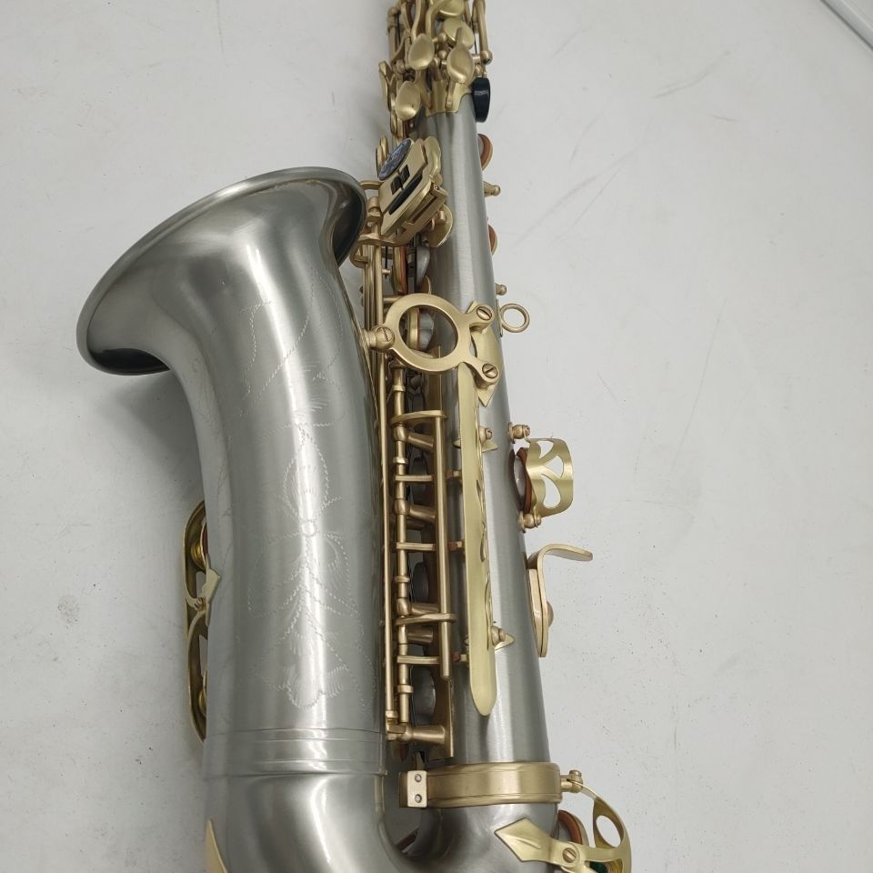 Ny stilmodell altsaxofon instrument vit mässingsprocess dubbel rib armering droppe e-tune abalone knapp saxofon träblåsinstrument