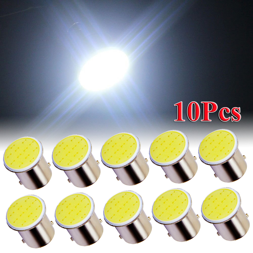 10 pièces mise à jour des lumières LED de voiture 1156 Ba15s COB 12Smd P21w, ampoule de Signal Super brillante 12V 24V, lampe de frein de camion de stationnement arrière de moto