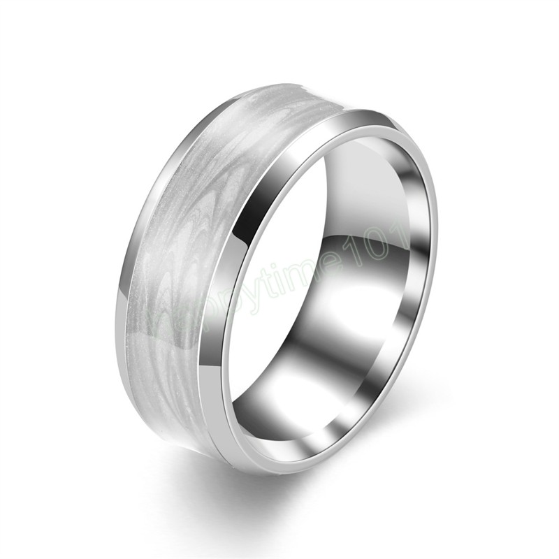 Pierścień męski 8 mm kolorowe tytanowe stalowe pasma pierścionków biżuterii niebieski czerwony brązowy ślub pierścionki zaręczynowe akcesoria bijoux