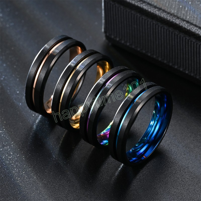 Nieuwe 6mm drie in één twee kleuren titanium roestvrijstalen ringvingerring voor mannen en vrouwen sieraden trouwring vintage roségouden accessoires