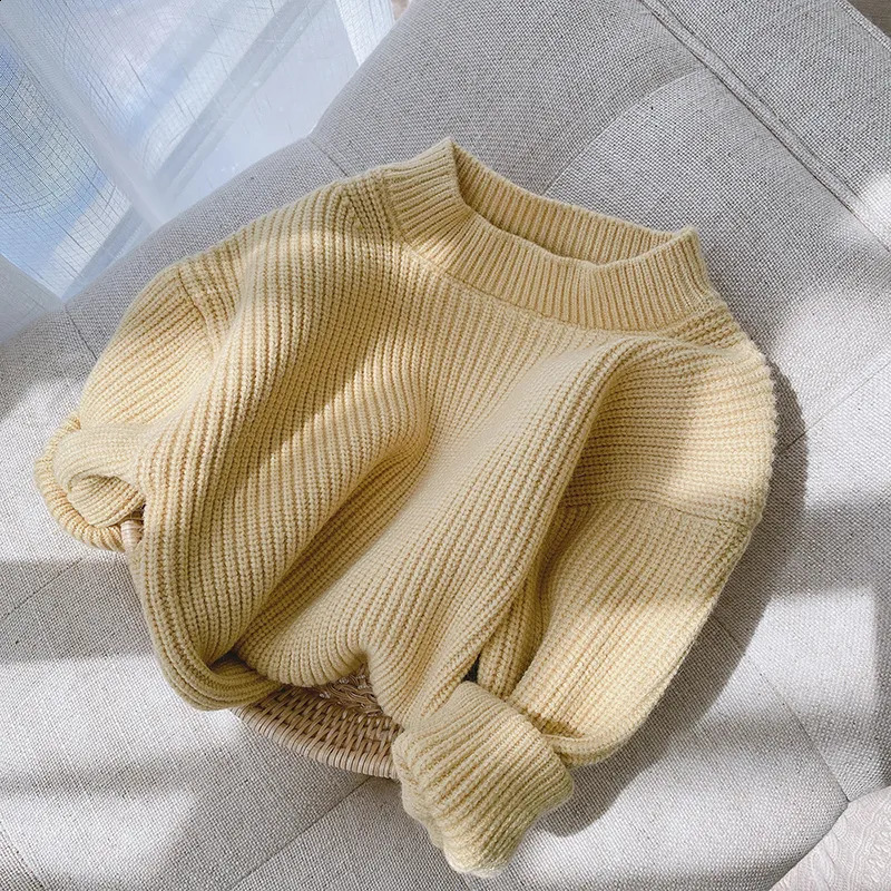 Pullover Melario Solid Color Baby Girls Soft Wool Knitted Sweater for Children's Tops Clothes Kids Cashmere Pullover Sweaters 231102