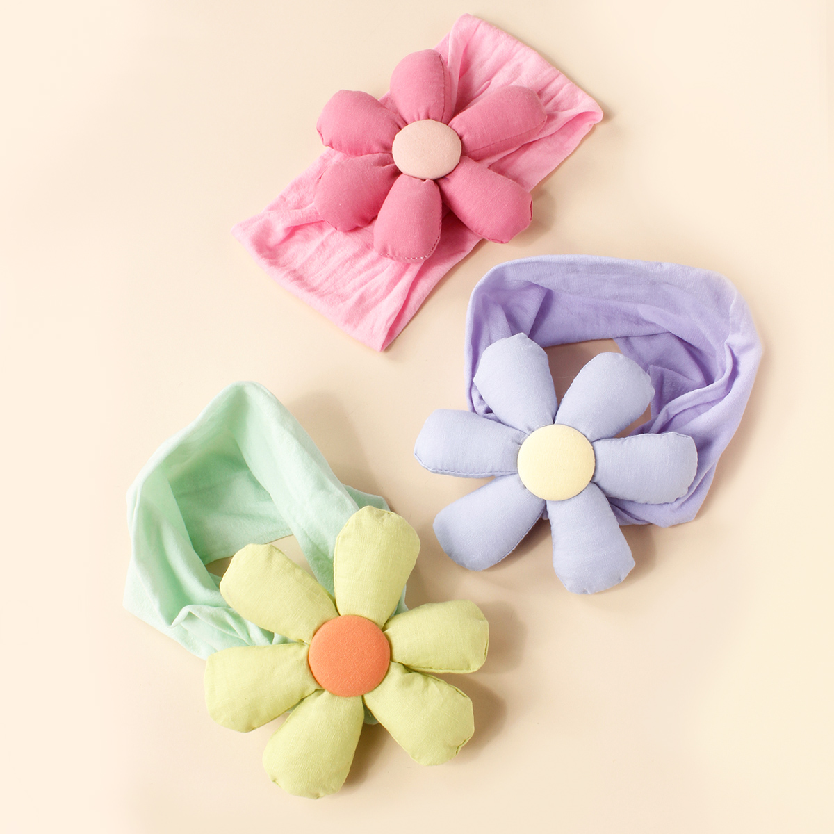 Nieuwe grote bloem nylon hoofdbanden Baby Solid Nylon Head Wraps Children Girls Flower Headband Kids Party Haaraccessoires