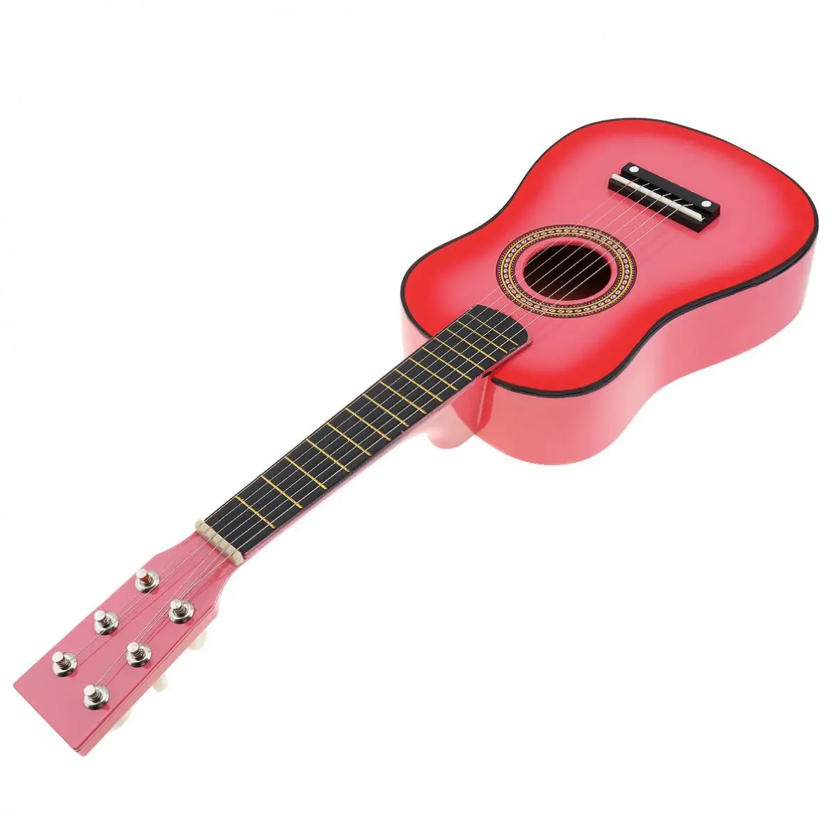 23 Zoll schwarze Lindenholz-Akustikgitarre mit Plektrum, Drahtsaiten, Musikinstrumente für Kinder, Kinder, Geschenk