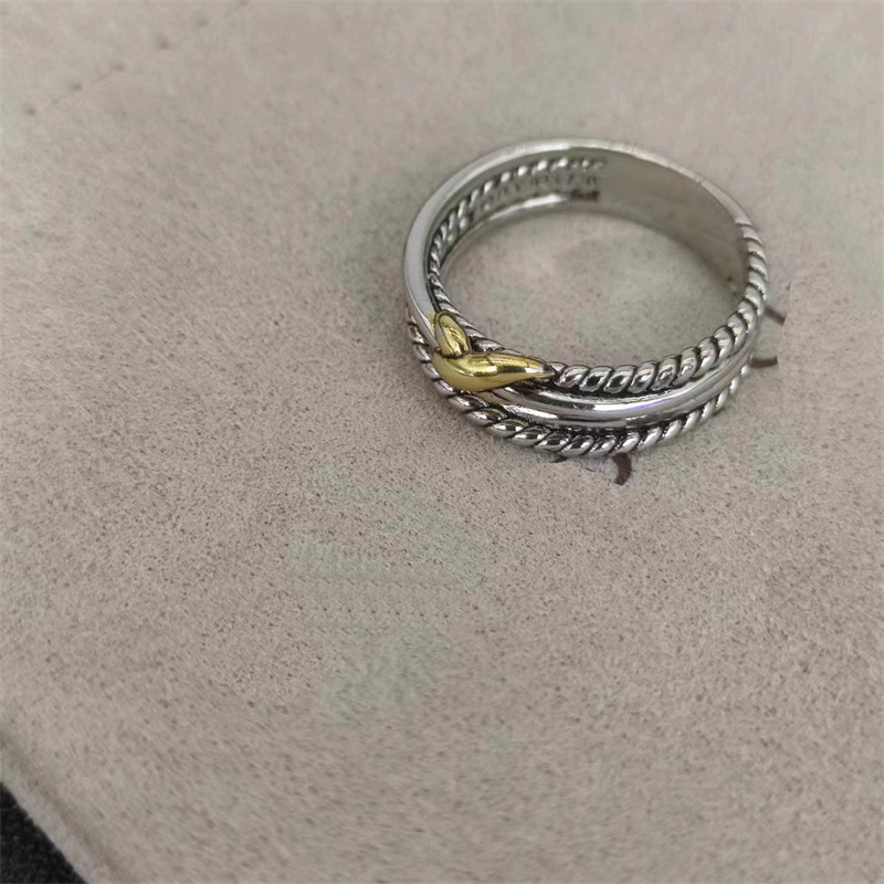 Bandringen Luxe DY-merkringen Gedraaide tweekleurige kruisparels Designerring voor dames Mode 925 sterling zilver Vintage sieraden mode diamant verlovingscadeau