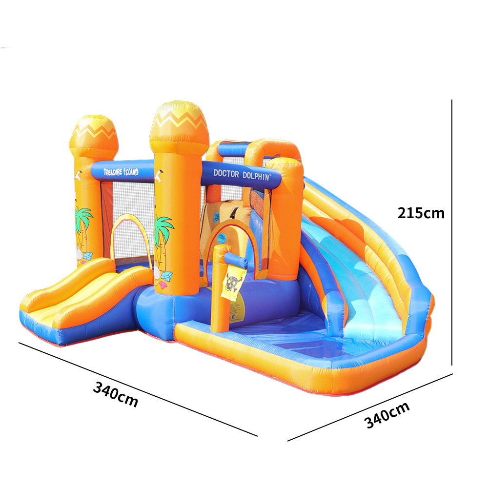 Kids Inflatable Water Slide Park The Playhouse with Pool Jumping Castle Bouncer Combo Wet and Dry for Outdoor Play Summer Party Yard Garden Play Fun Pirate Ship Theme