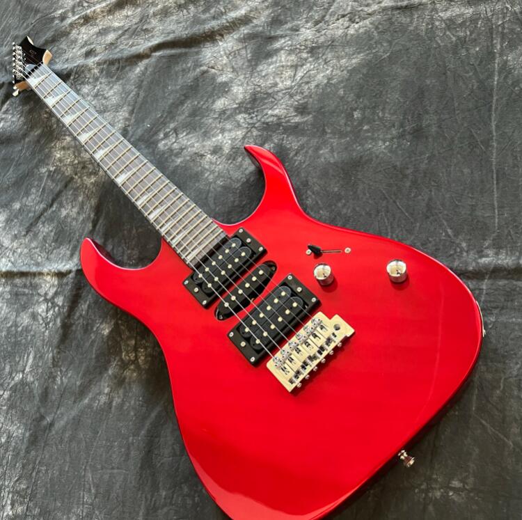 Chitarra elettrica Colore rosso. Tastiera in palissandro gitaar a 6 punte fatta a mano