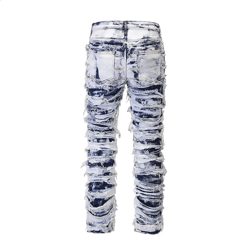 Jeans voor heren Harajuku Verzwakte Distressed Retro Tie Dye Jeans Broek Mannen en Vrouwen Recht Gescheurd Gat Gewassen Baggy Casual Denim Broek 231102