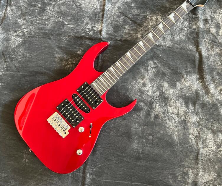 Chitarra elettrica Colore rosso. Tastiera in palissandro gitaar a 6 punte fatta a mano