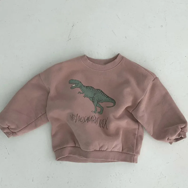 Hoodies Sweatshirts Autumn Kids Hoodies Cool Dinosaur Plus Fleece Children Pullover bekväm tröja 231102