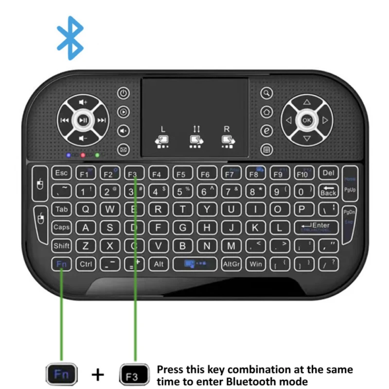 A8 Mini Bluetooth Tastatur 2,4G Dual Modus 7 Farben Hintergrundbeleuchtung Handheld Griffbrett Hintergrundbeleuchtung Maussteuerung Für Windows Android TV