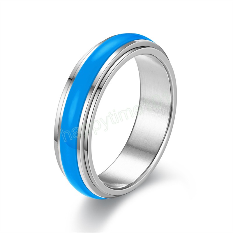 Titanium roestvrijstalen nachtgloed roterende lichtgevende ring voor mannen vrouwen angstbestendige vingerringen sieraden accessoires