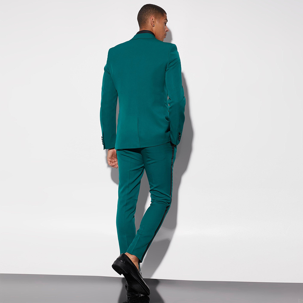 Men's Green Suits Groom Tuxedos Wedding Wear Peak Lapel Formal Prom Suits Set Jacket and Pant