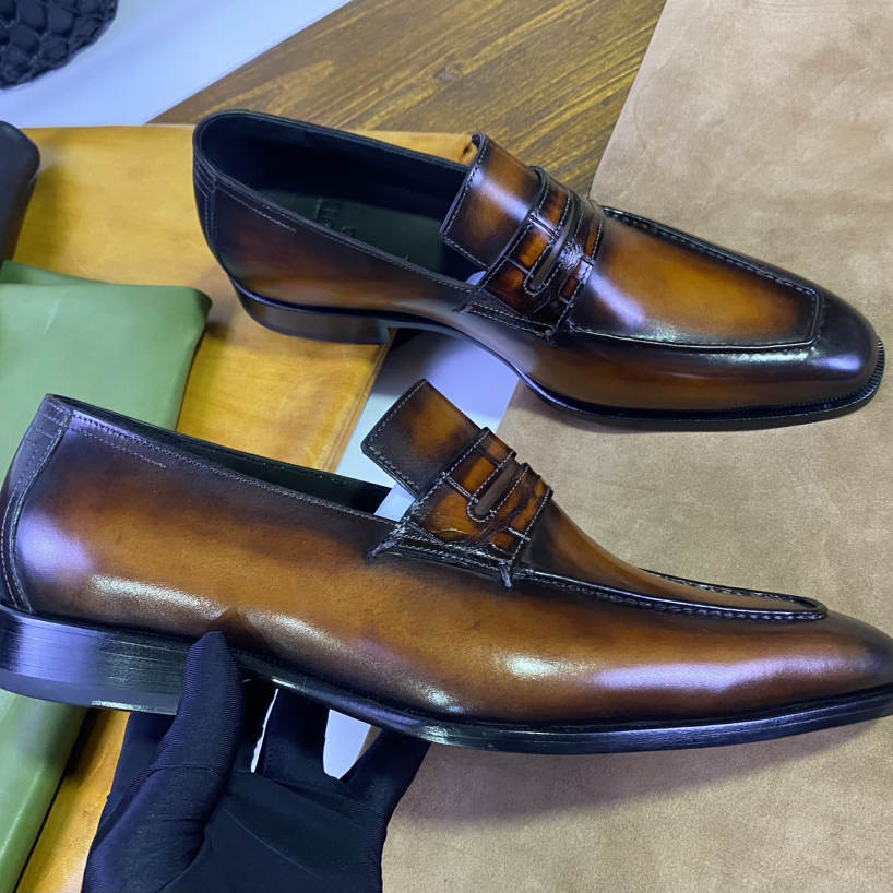 Мужская деловая обувь для поездок на работу. Высококлассные мужские деловые туфли Lefu с верхом из воловьей кожи и подошвой из натуральной кожи с перекладиной из кожи крокодила.