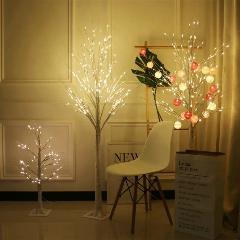 Dekoracje świąteczne Dekoracja LED Birch Tree sypialnia Światło na krajobraz Luminous Rok DIY Decor Prezent 231123