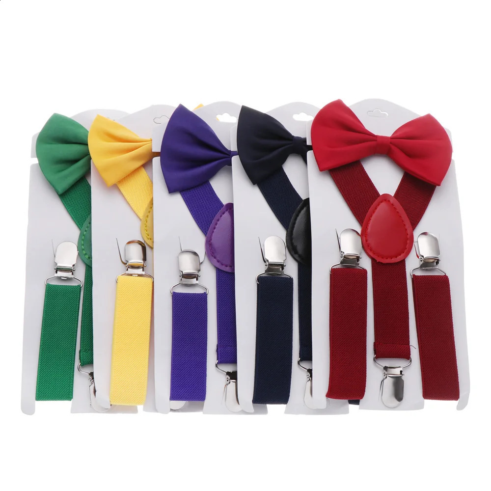 Bow Ties Kids Suspenders with Bow Tie Children Bowtie Set Boys Girls Braces Adjustable Elastic Suspenders Baby Wedding Ties Accessories 231102