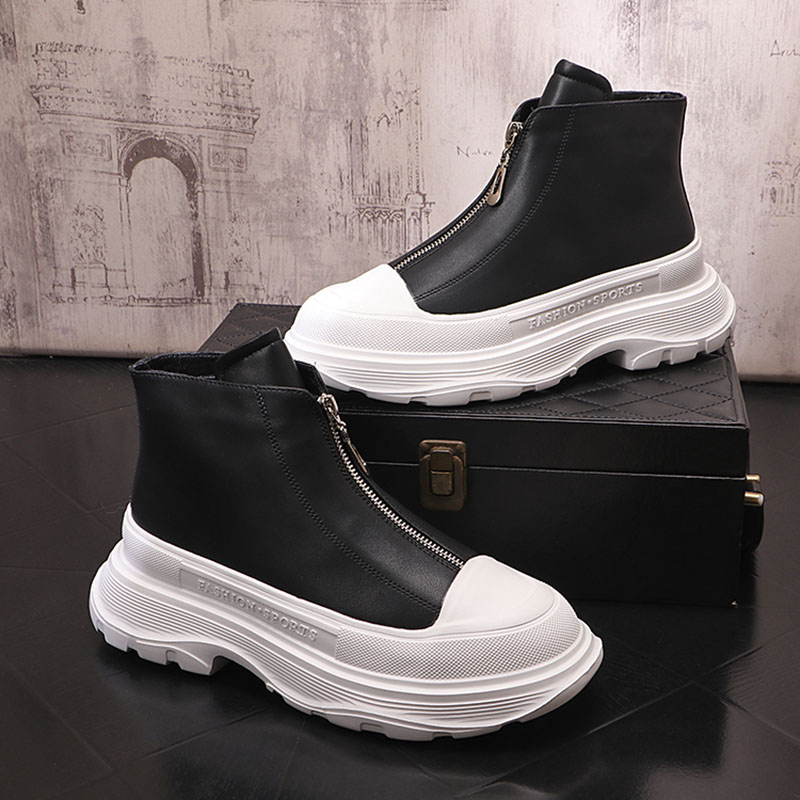 European Style Luxury platform shoes Flats Ankle boots Mid-Top Shoes High Quality Mens Men Soft Fashion Shoes