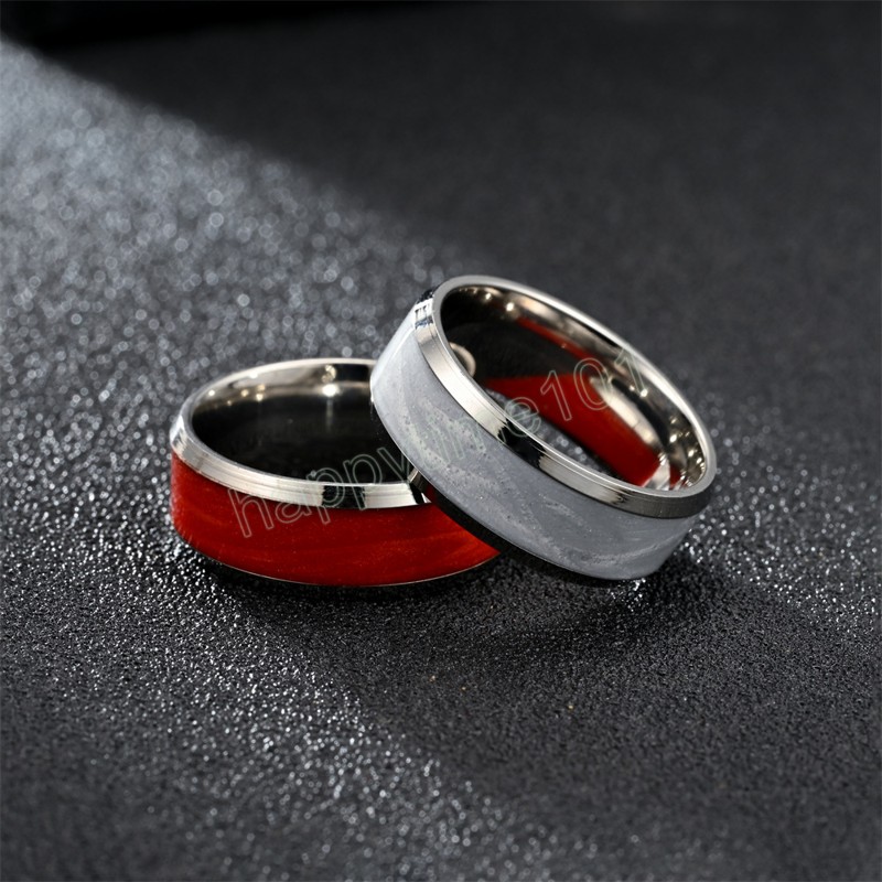 Pierścień męski 8 mm kolorowe tytanowe stalowe pasma pierścionków biżuterii niebieski czerwony brązowy ślub pierścionki zaręczynowe akcesoria bijoux