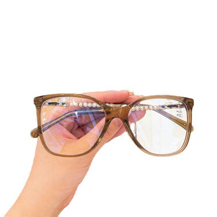 2023 Ny lyxdesigner Solglasögon Internet Kändis har samma pärla myopia glasögonram och kvinnlig CH3441: s vanliga ansikte ser litet ut