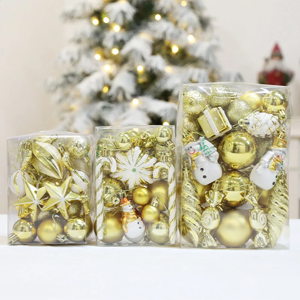 Decorazioni natalizie 1 scatola di palline miste ornamento rosso bianco oro albero di natale appeso pendenti con palline la casa Navidad Noel 231102