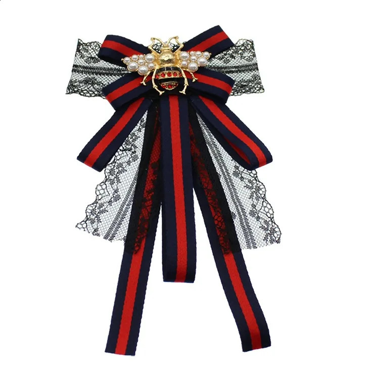 Yay bağları pin bowknot koraj kırmızı mavi çizgili yakalı çiçek kumaş aksesuarları kadınlar basit moda elbise pin bow tie 231102