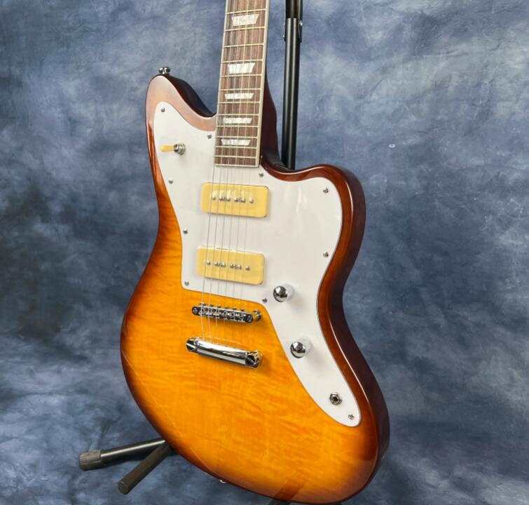 Vendita calda Sunburst colore Chitarra elettrica Tastiera in palissandro Pickup P90 di alta qualità Lavoro manuale Guitarra