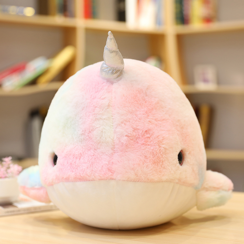 28cm Lovely Colorful Narwhal Plush Toys Stuffed Whale Unicorn Fish Cute Animal Doll Soft Baby Pillow Girls Kids Birthday Gift LA596