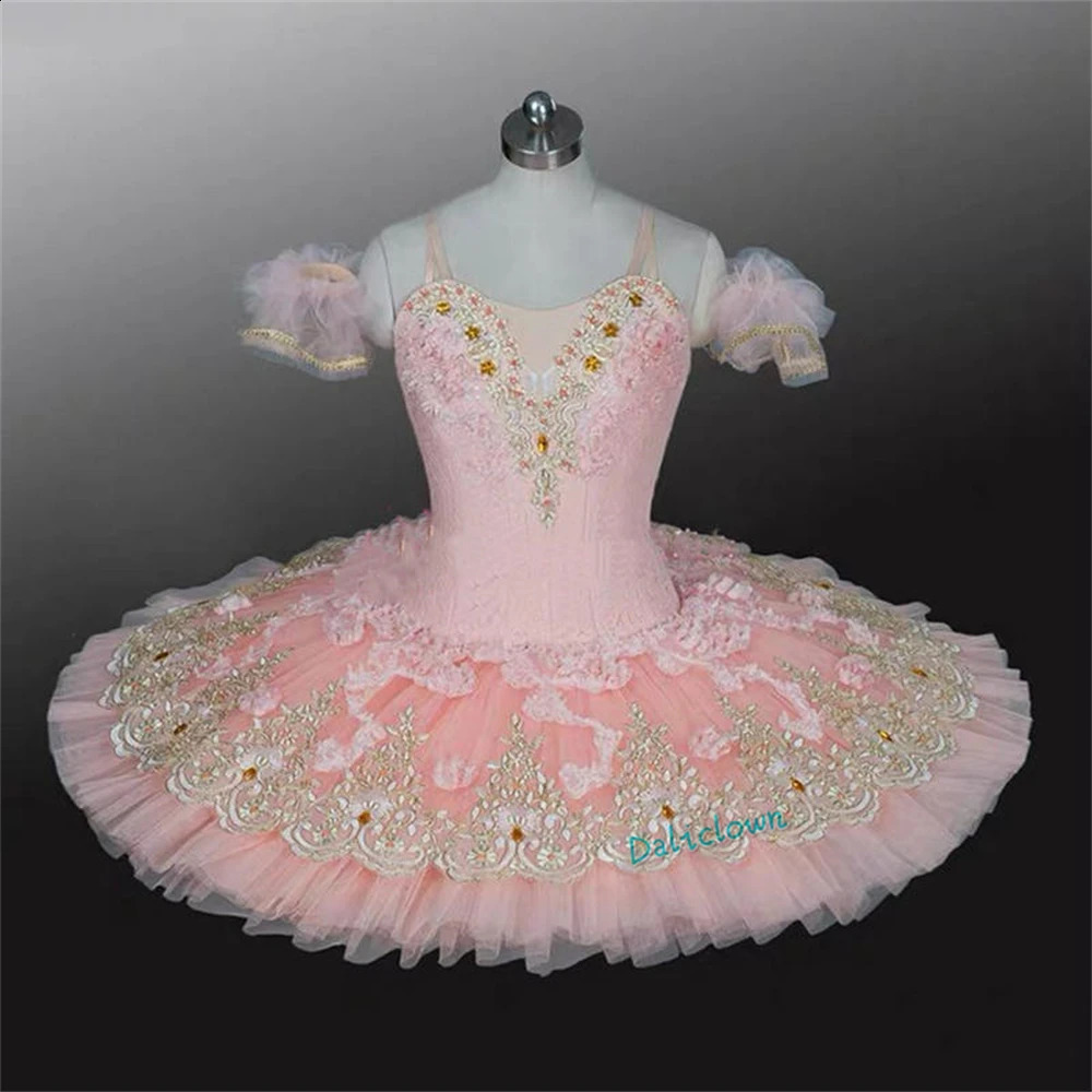 Dancewear Fleur Filles Professionnel Ballet Tutu Robe Adulte Enfants Femmes Plateau Pancake Swan Lake Ballerine Stage Dance Costume 231102