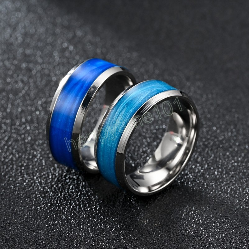 Мужское кольцо 8 мм, цветное титановое кольцо из нержавеющей стали, ювелирные изделия, синие, красные, коричневые, свадебные, обручальные кольца, аксессуары, Bijoux