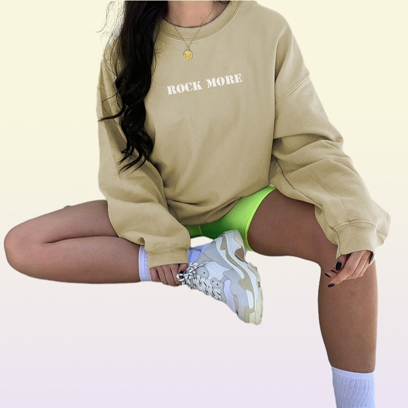 Darlingaga streetwear löst neongrön tröja kvinnor pullover brev tryckt avslappnade vintertröjor huvtröjor kpop kläder t29581659