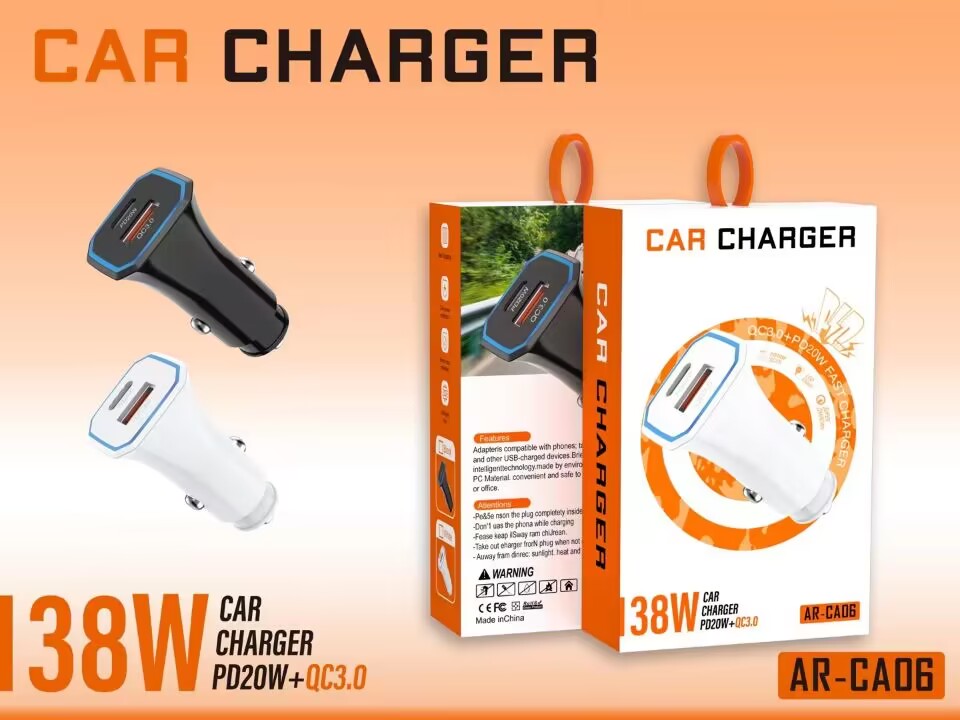 PD38W USB Cカー充電器高速充電QC 3.0タイプC充電器SAMSUNG Xiaomi 11 Huawei Car Charger Adapter
