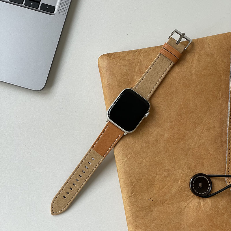 Pulseira de relógio de designer com costura de cores duplas pulseiras inteligentes para Apple Watch Band Ultra 38mm 44mm 45mm PU Couro iwatch Band Série 8 9 4 5 6 7 Pulseira