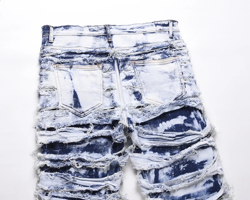 Jeans voor heren Harajuku Verzwakte Distressed Retro Tie Dye Jeans Broek Mannen en Vrouwen Recht Gescheurd Gat Gewassen Baggy Casual Denim Broek 231102