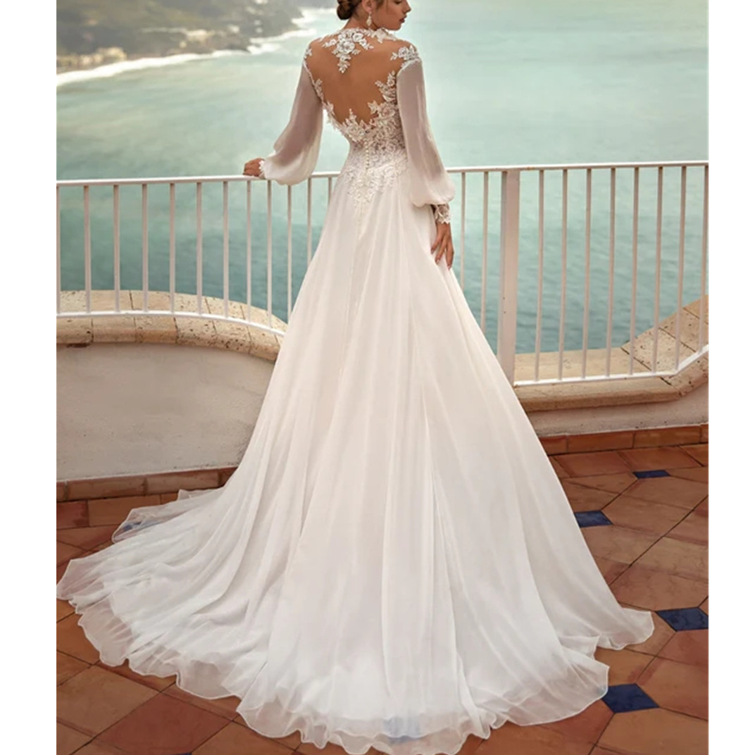 Robe de mariée style Boho en dentelle, col en V, élégante, sirène, sans manches, avec application 3D, fente latérale, Sexy, dos nu, 2024