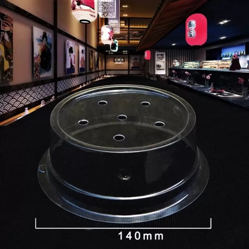 Couvercle en plastique pour pot à Sushi, couvercle pour plat à Sushi, bande transporteuse pour Buffet, couvercle Transparent réutilisable pour plat à gâteau, accessoires de Restaurant