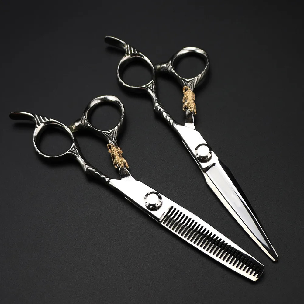 Sax SHARS Professional JP440C Steel 6 '' Upskalig Golden Tiger Hair Scissors Cutting Barber Haircut Thinning Shears Frisör 231102