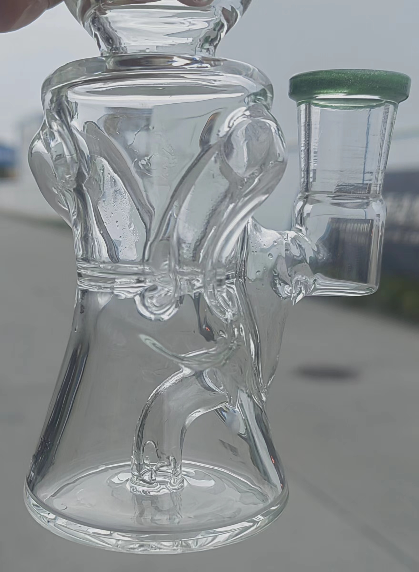 Anpassningskedjan Ball Hosah Pipe Recycler Oil Drilling Tower Pipe Ice Trap Classic Smoke Gift Horn Bowl Full Heig Ash Catcher Bong Beaker Bong Bubbler Dab Rig