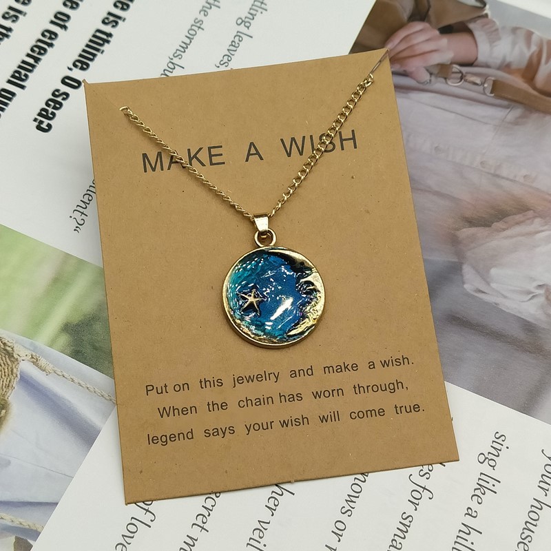 In bulk blauwe sterrenhemelhanger hangende kettingen sleutelbeen ketting dream planeet ster maan ketting sieraden cadeau accessoires vrouw