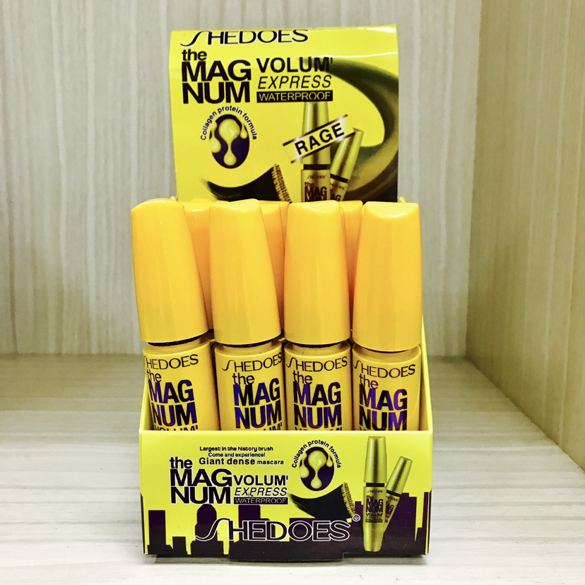 Mascara Waterproof fiber with long curls, thick, natural, long-lasting, and non staining effect "Yellow Fat " eye black