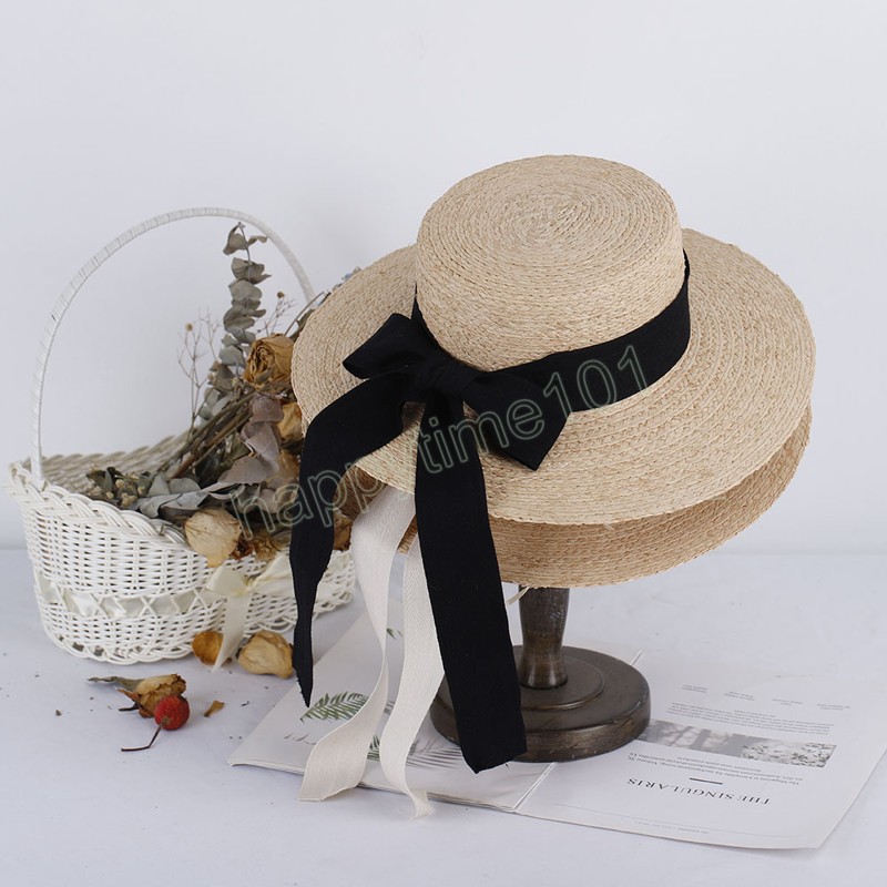 Elegante Damenhüte Schleife Strohhut mit großer Krempe Hüte für Frauen Sonne Sommer Stroh Bucket Hat Golfhut