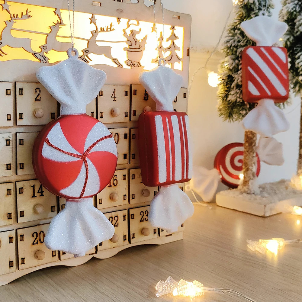 Julekorationer Big Lollipop Candy Cane Tree Hanging Pendant Noel Xmas Gifts År Ornament 2023 Hem 231102