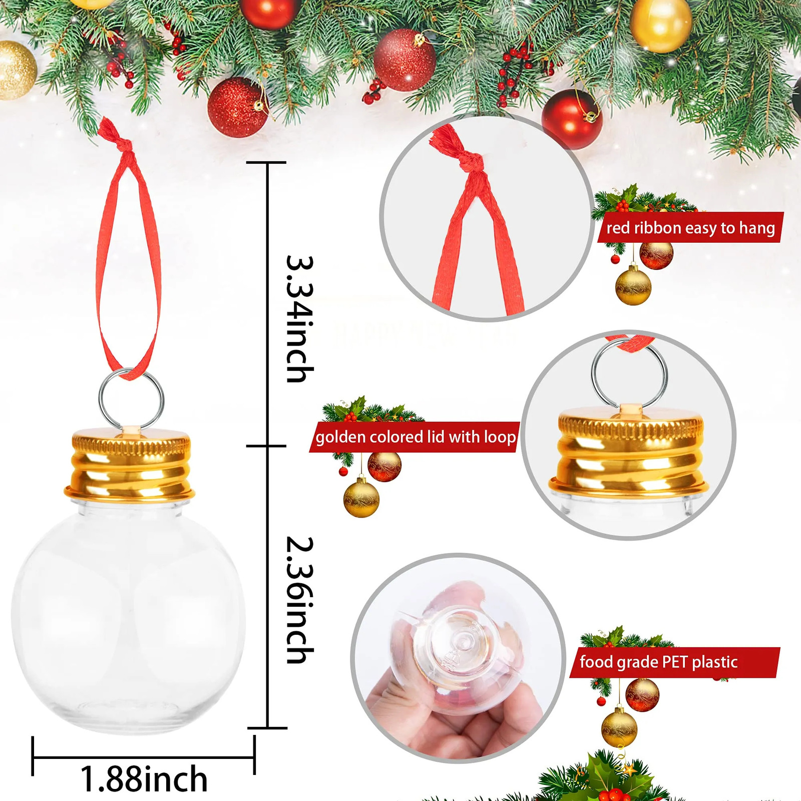 Kerstversiering 16 ST 50 ML Lamp Decoratie Bal Waterfles Met Drank Gevulde Boom Ornamenten Sap Bollen Party Decor 231102