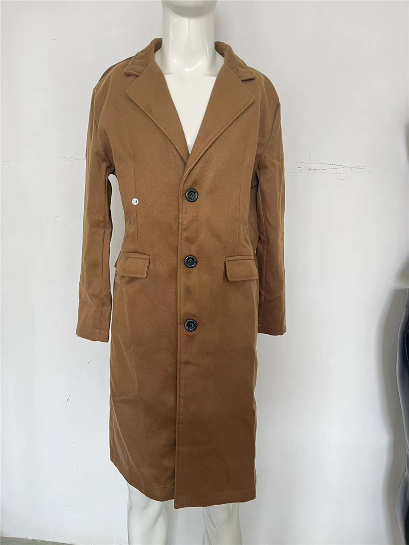 Jaqueta masculina outono inverno casacos casuais engrossar trench coat negócios sólido clássico casaco médio longo jaquetas topos roupas