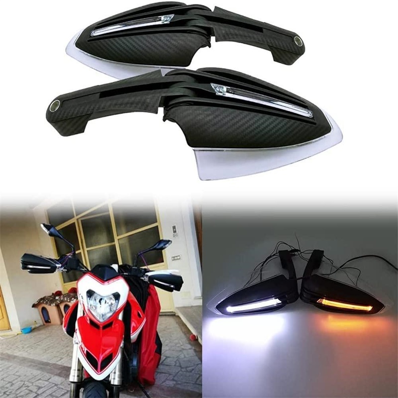 Aggiornamento 1 paio di paramani moto Kit led moto con luci diurne a led Indicatori di direzione Paramani anticaduta Parabrezza