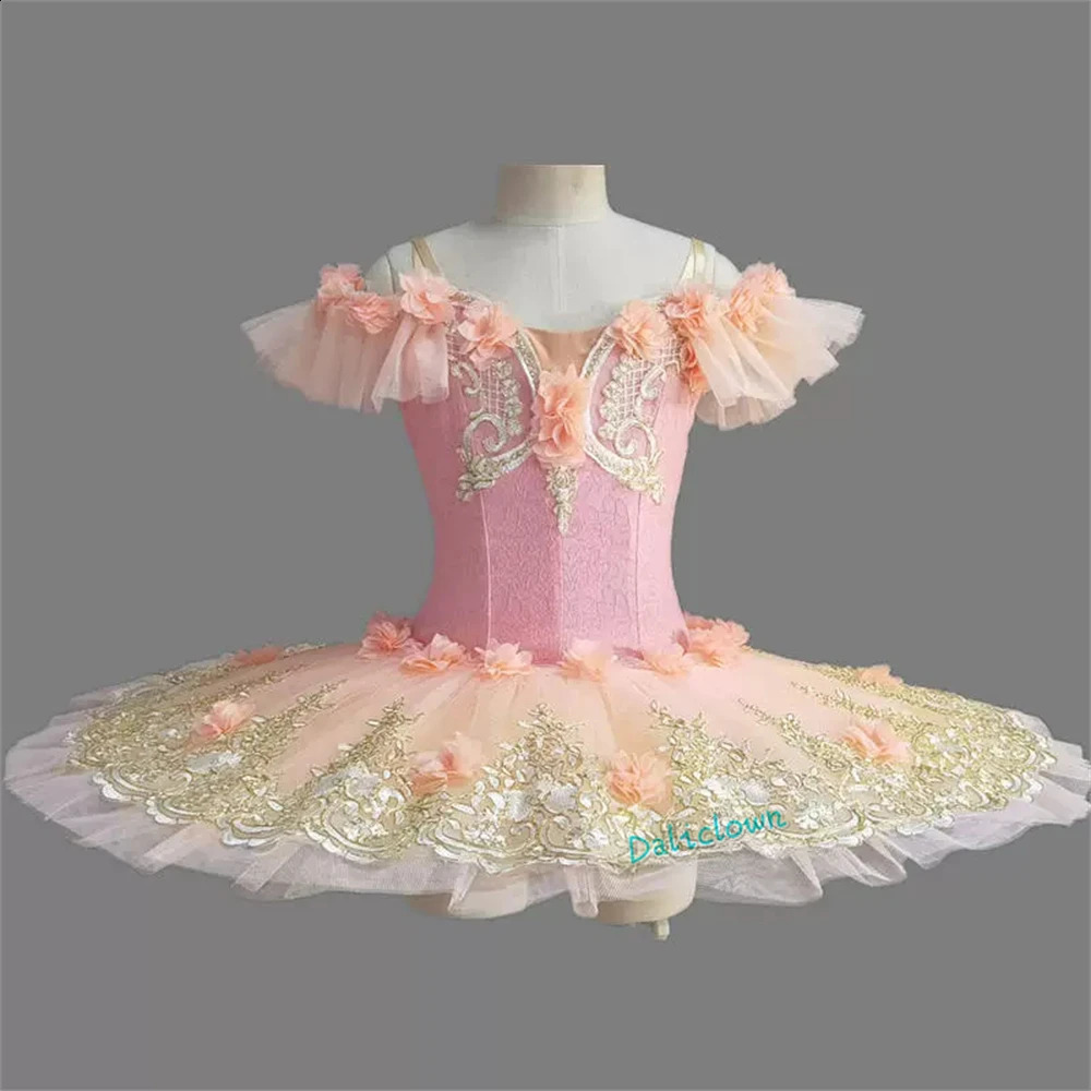 Dancewear flor meninas profissional ballet tutu vestido adulto crianças mulheres prato panqueca cisne lago bailarina palco dança traje 231102