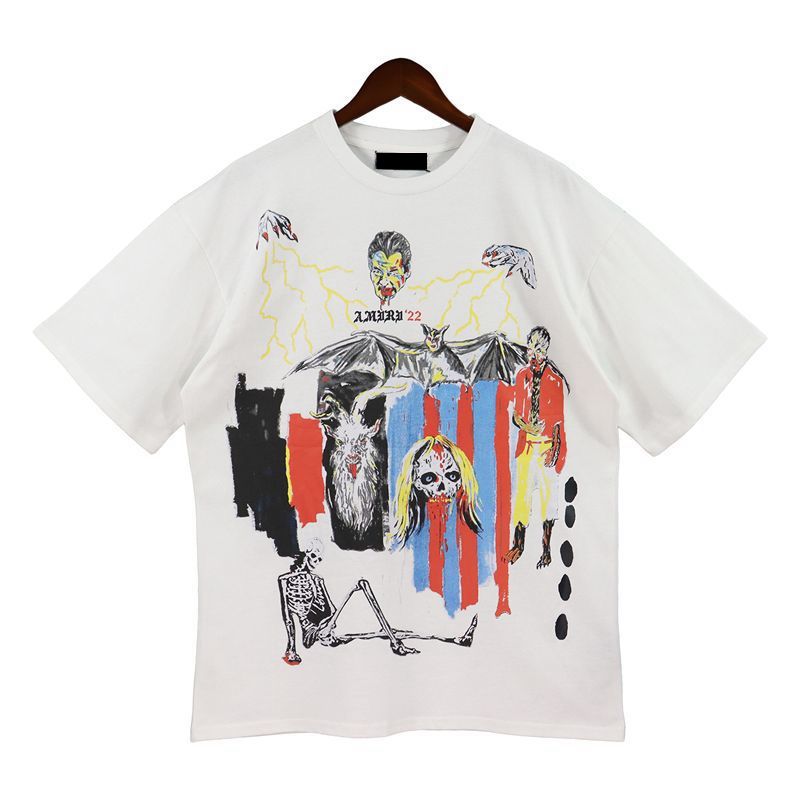 T-shirt de designer pour hommes T-shirts d'été T-shirts pour hommes T-shirts à manches courtes T-shirts décontractés imprimés Streetwear Peinture T-shirts Hip Hop Outwear T-shirts taille S-XL FJ06