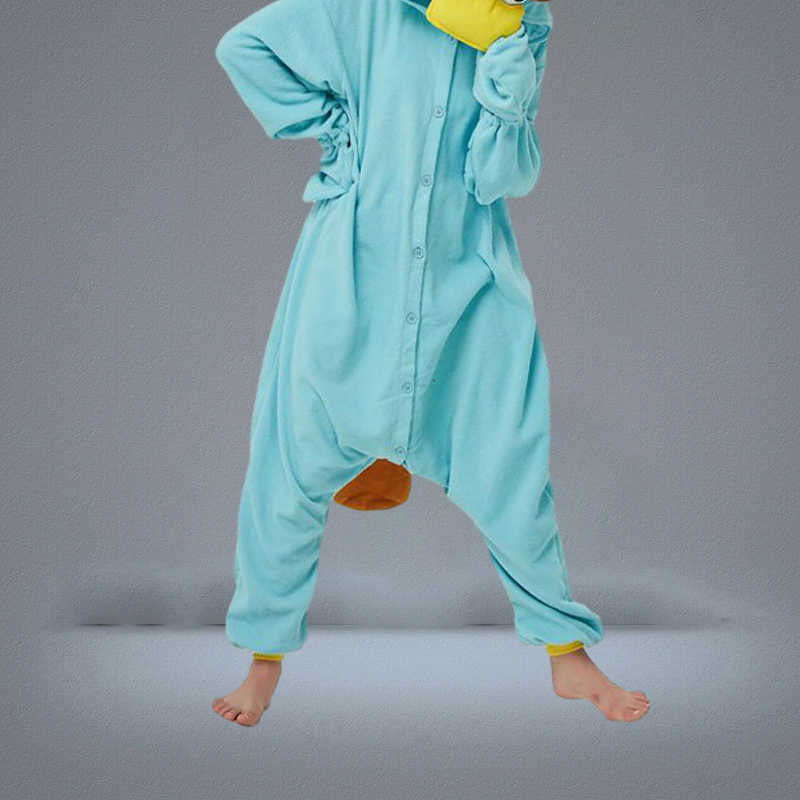 Blå fleece unisex perry platypus kostym onesies cosplay pyjamas vuxna pyjamas djur sömnkläder jumpsuit3472166
